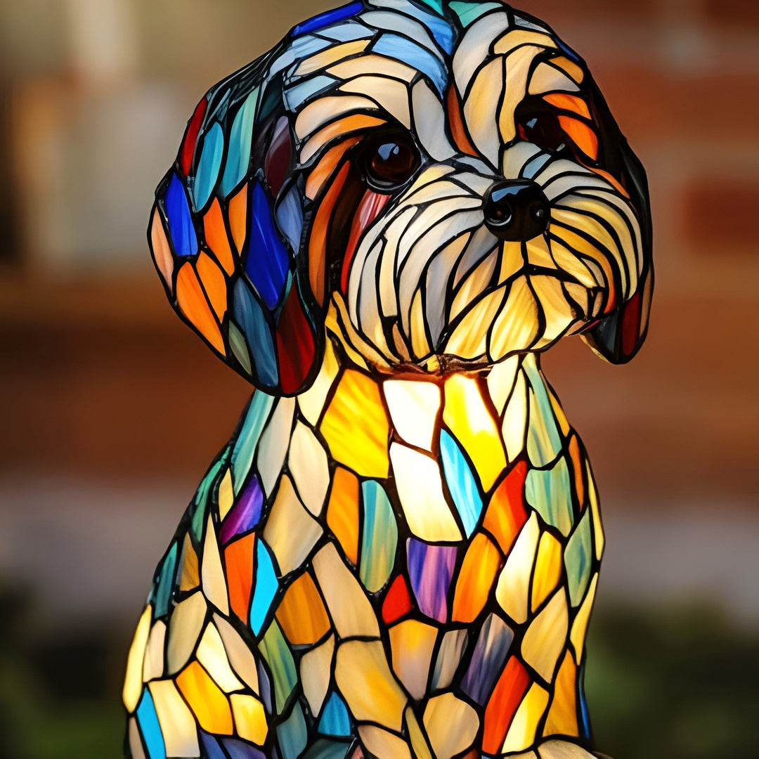 LumiPup - Lampă Decorativă Artistică Din Vitraliu în Formă De Câine
