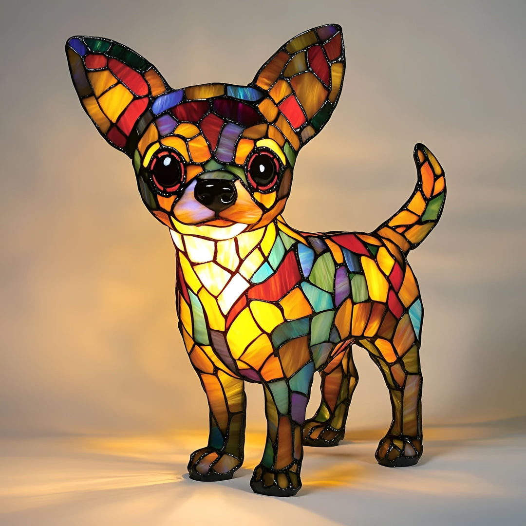 PrismaPaws - Lampă Chihuahua Din Vitralii Magice