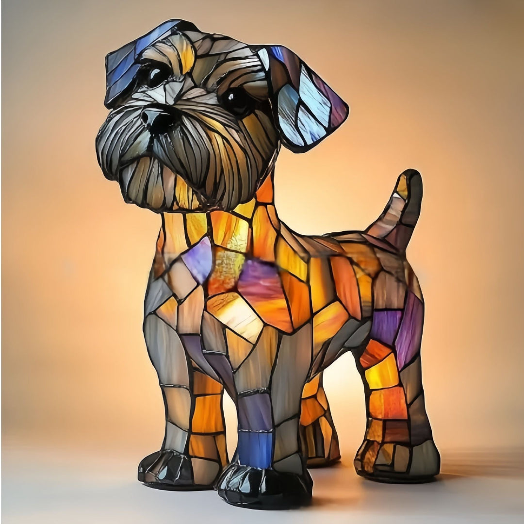 TerraGlow - Lampă Magică Din Vitraliu în Formă De Terrier