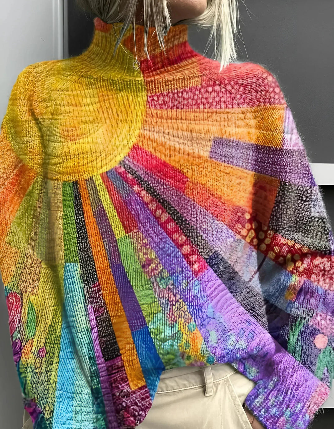 Isolina - Pulover Colorat Cu Guler Inalt
