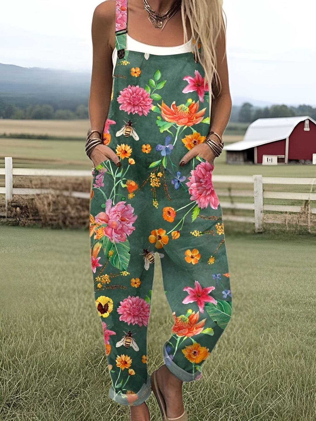 Żaneta – Salopetă Elegantă cu Imprimeu Floral