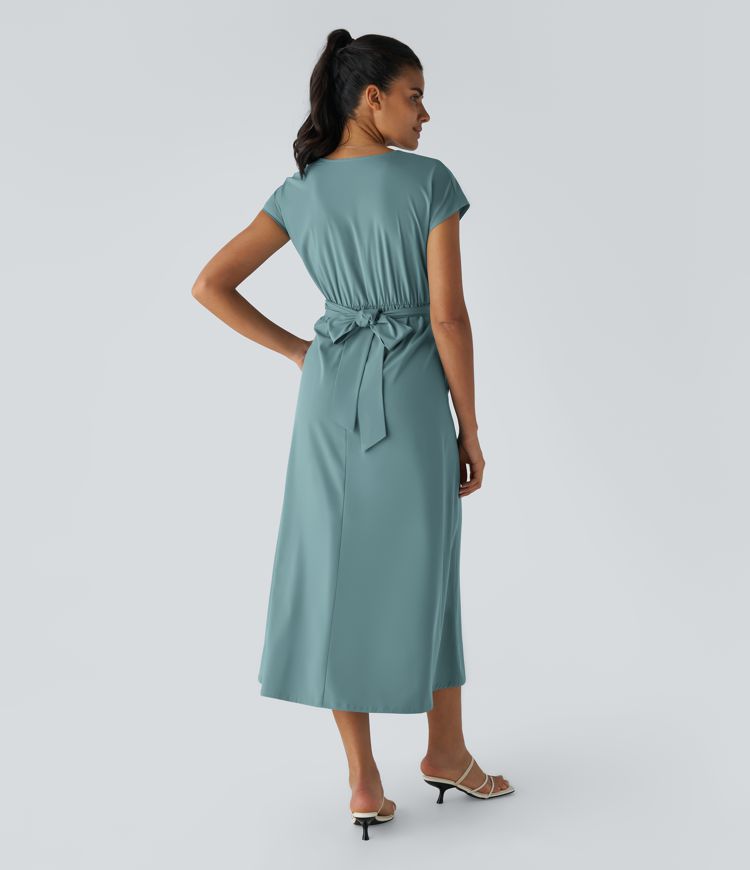 Wilhelmine - Rochie Elegantă Cu Talie Inaltă Si Croi Infășurat