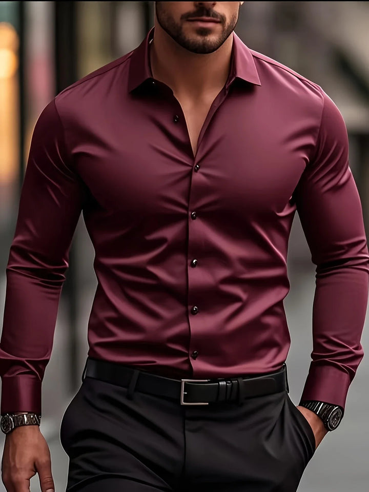 Byron - Cămașă Elegantă Cu Mâneci Lungi și Nasturi