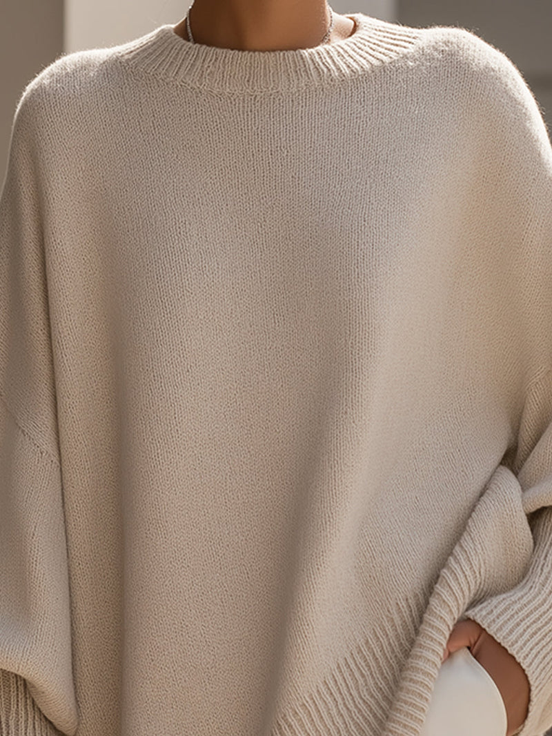 Kimia - Pulover Supradimensionat Cu Guler Rotund Din Tricot