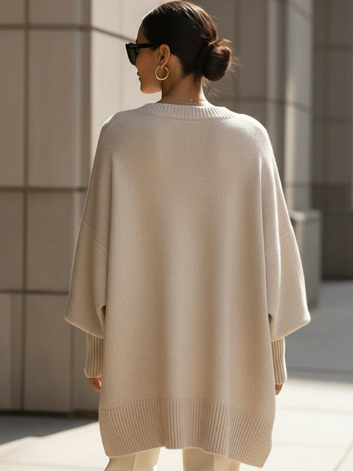 Kimia - Pulover Supradimensionat Cu Guler Rotund Din Tricot