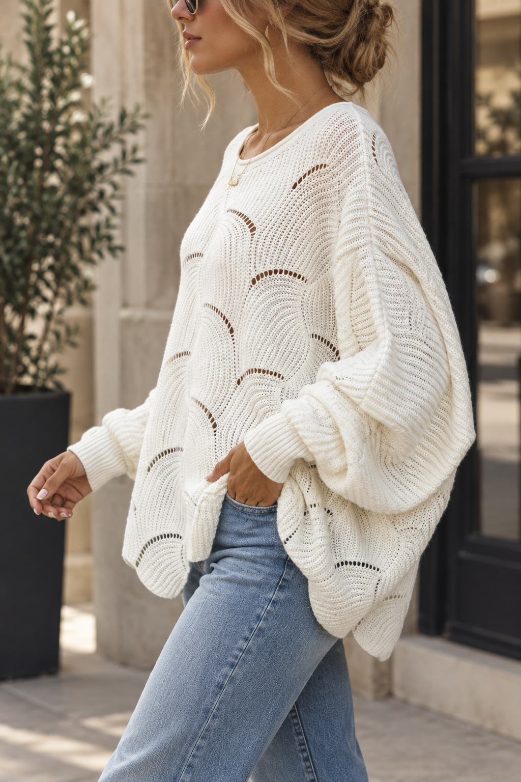 Zeyna - Pulover Din Tricot cu Mâneci Lungi