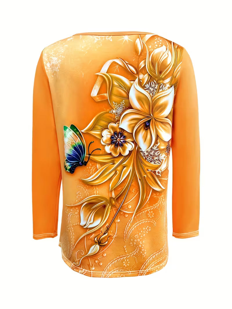 Ljiljana - Bluză La Modă Cu Imprimeu Floral