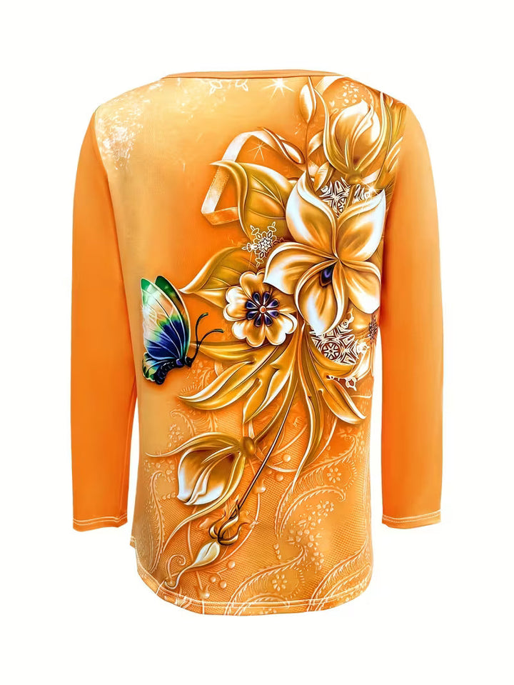 Ljiljana - Bluză La Modă Cu Imprimeu Floral