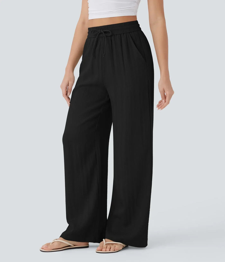 Zafeiria - Pantaloni Eleganți Din In
