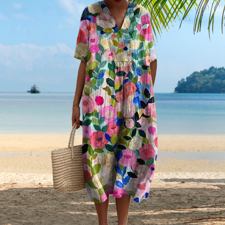 Lora - Rochie De Vară cu Imprimeu Floral Colorat