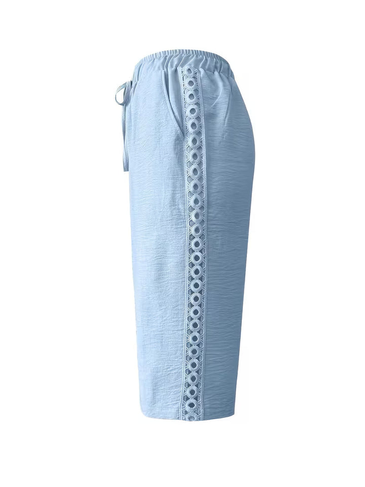 Arnisa - Pantaloni Confortabili De Vară Cu Buzunare Laterale Din Dantelă