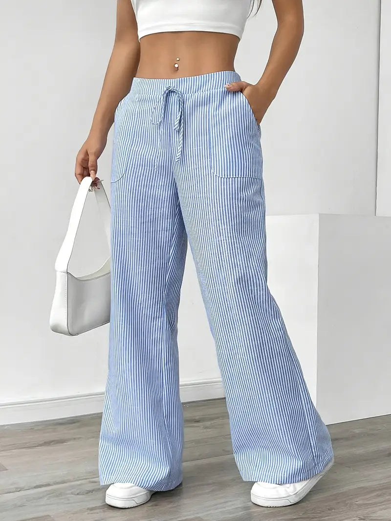 Alina - Pantaloni Eleganți cu Dungi și Buzunare