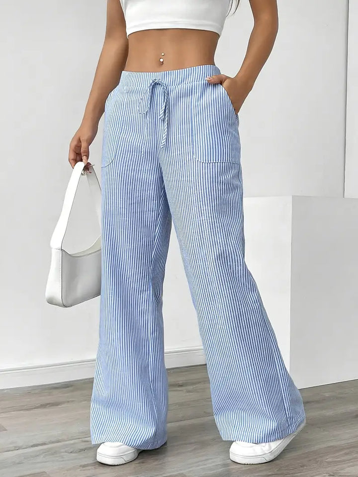 Alina - Pantaloni Eleganți cu Dungi și Buzunare