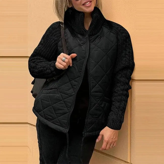 Karoliina - Jachetă Din Puf Cu Patchwork Tricotat