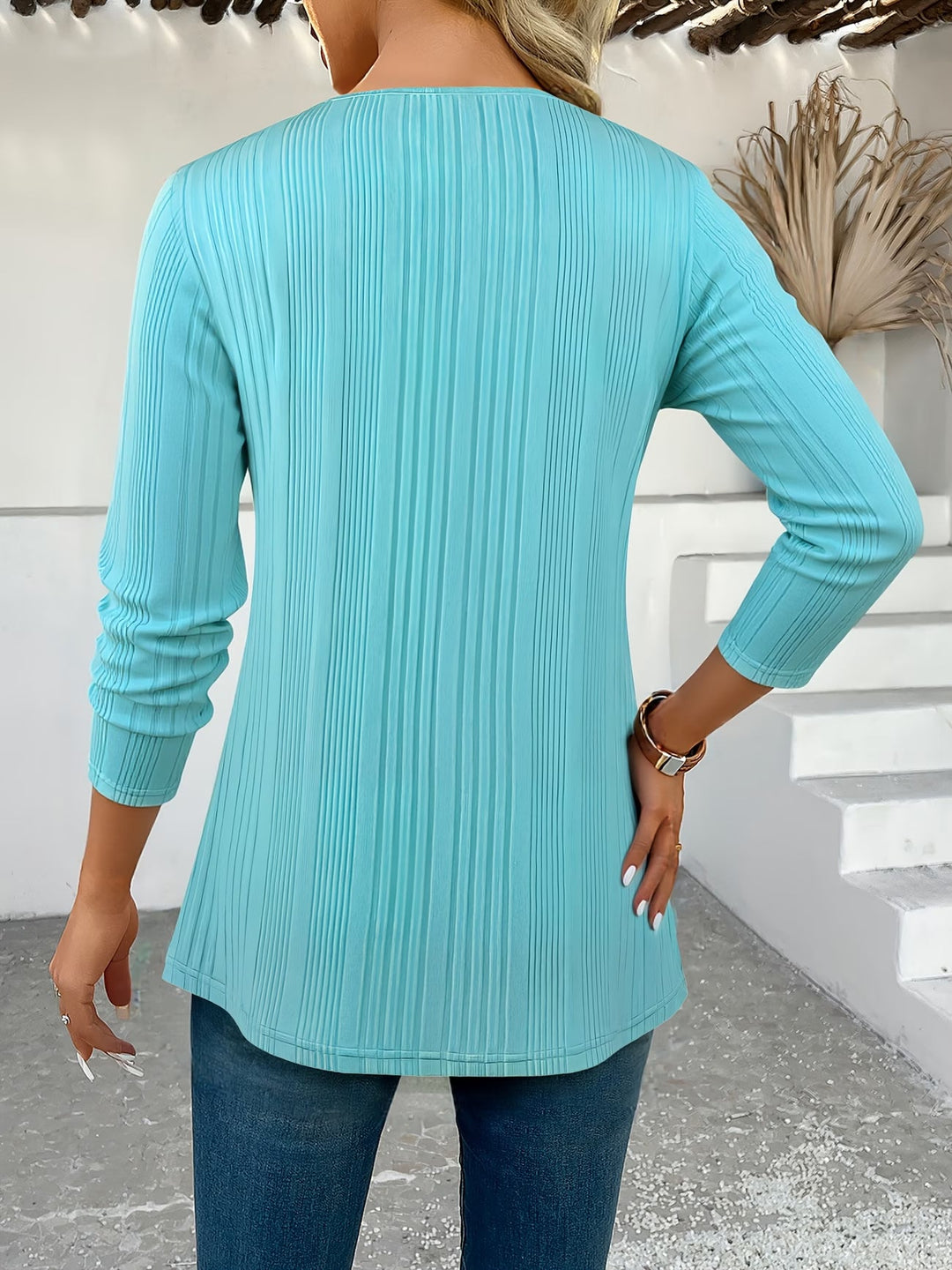 Lizeth - Tricou Cu Mâneci Lungi Și Guler Rotund