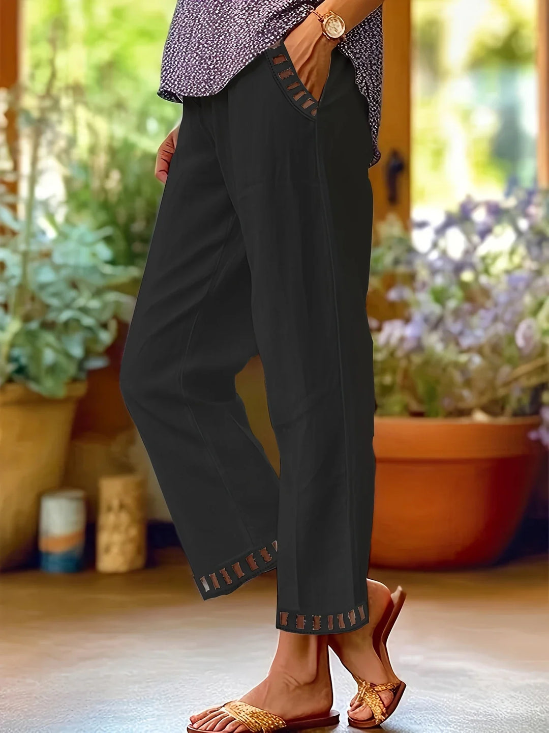 Tracey - Contrastul Trim Pantaloni Tăiați