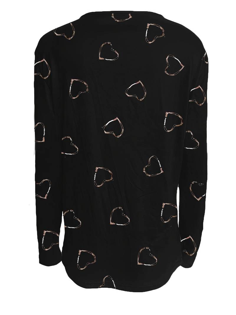 Romisha - Tricou Cu Imprimeu Inimă și Fermoar
