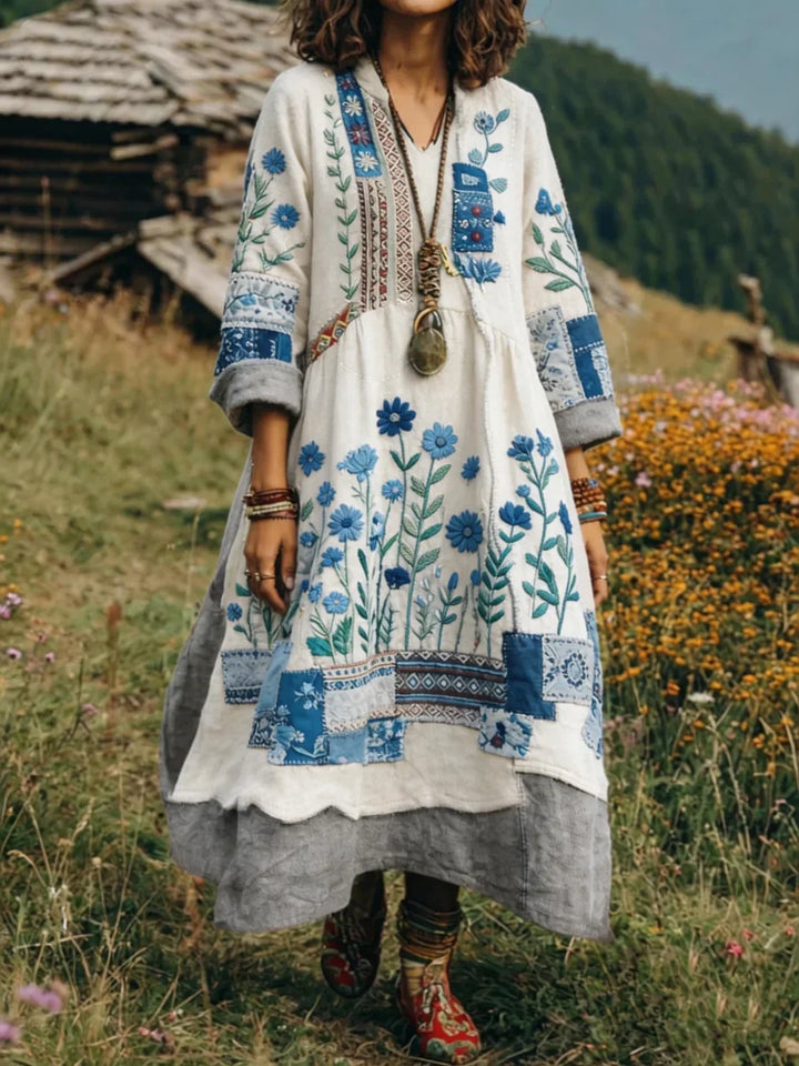 Eresha - Rochie Casual cu Mâneci lungi și Imprimeu Floral