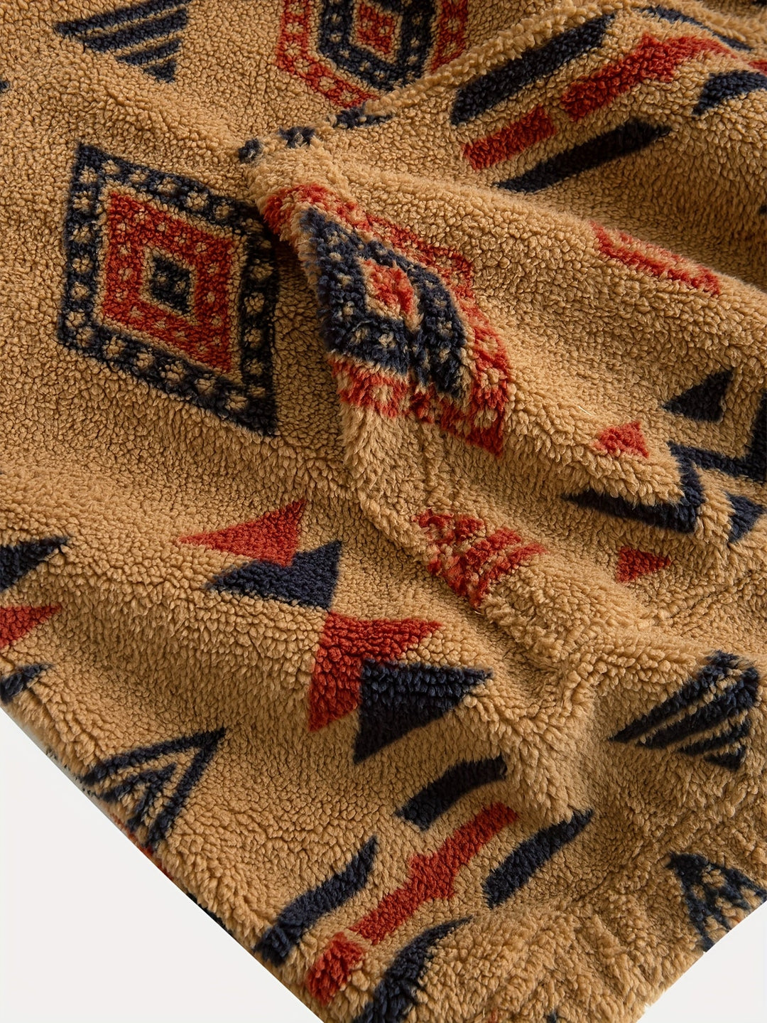 Jacco - Hanorac Din Fleece Cu Imprimeu Geometric Și Guler Cu Fermoar PE Jumătate