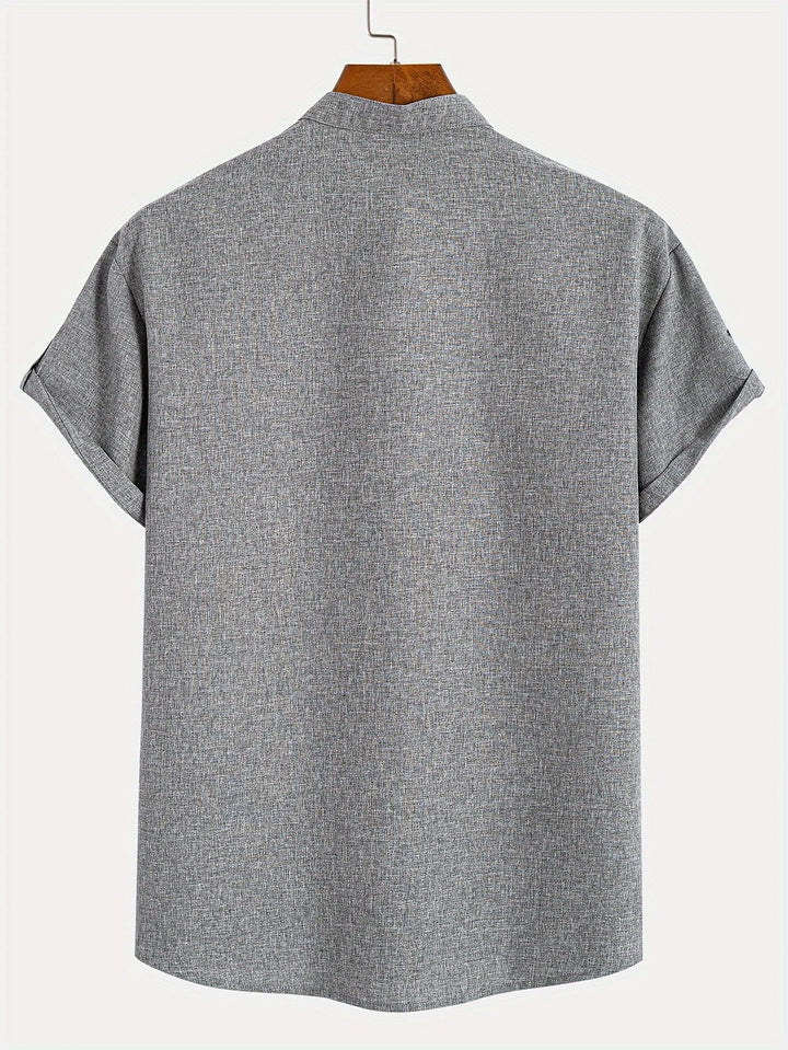 Elliott - Cămașă Elegantă Cu Mâneci Scurte și Guler înalt