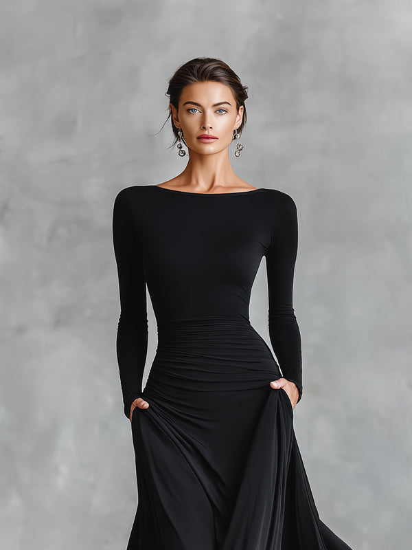 Hestia - Rochie Maxi Elegantă cu Pliuri Fluide