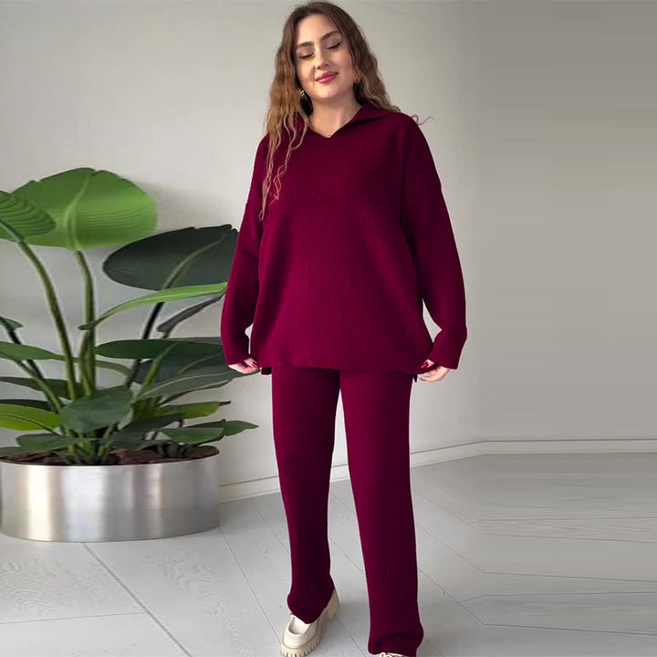 Alyana – Set de Două Piese Din Tricot cu Nervuri Pentru Relaxare
