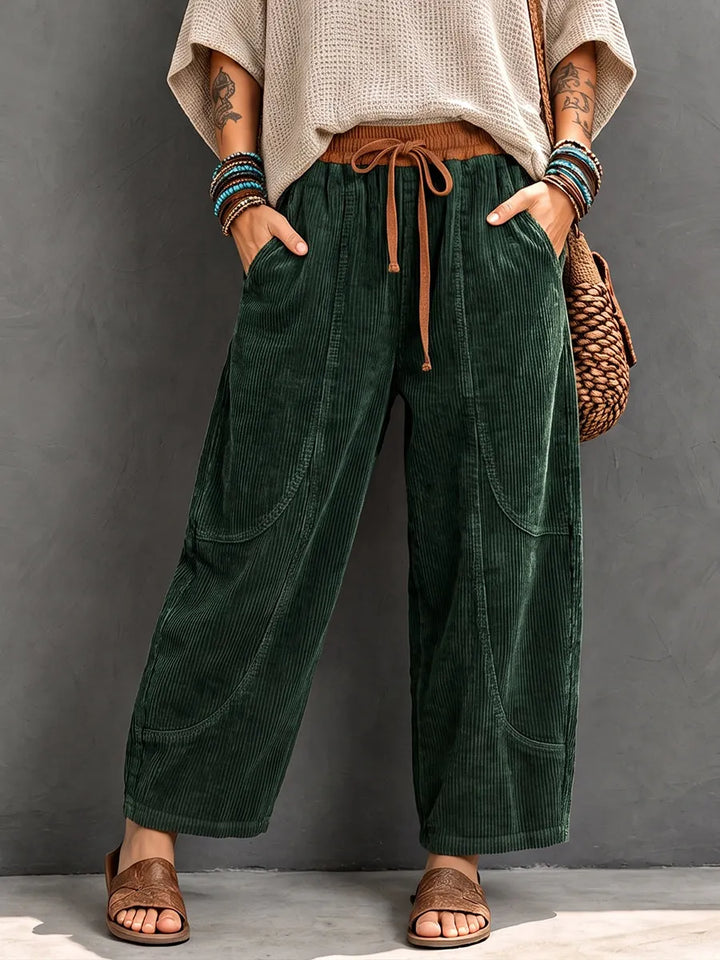 Lenka - Pantaloni Casual Din Velur Cu Elastic