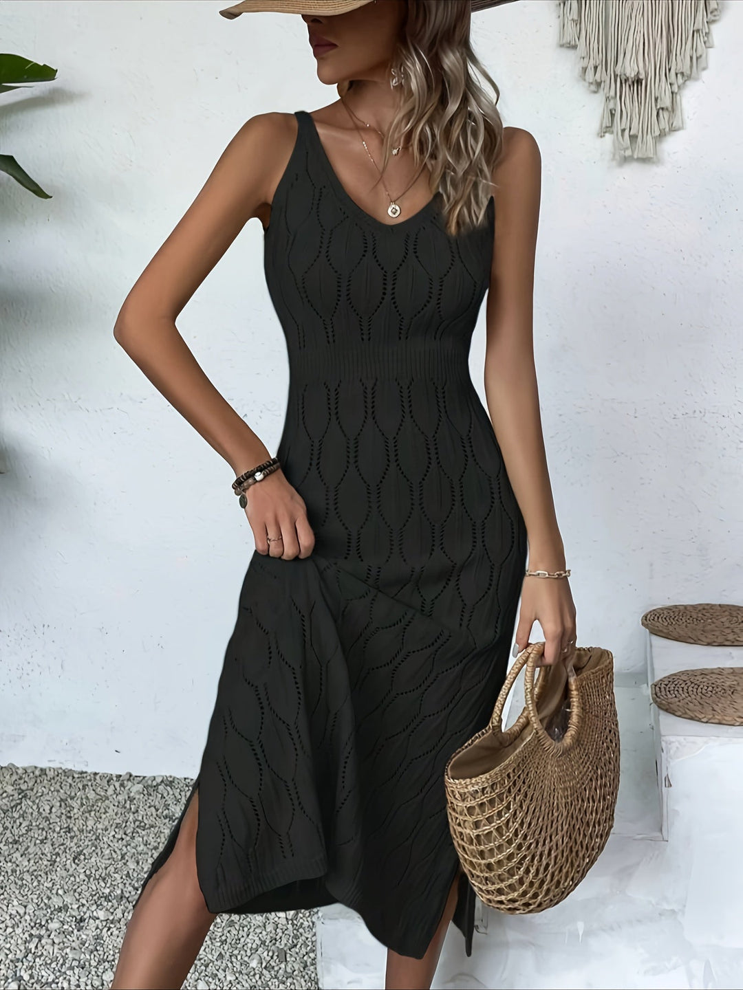 Luciana - Fără Mâneci Lung Tricotată Rochie Cu Un Haina Stil