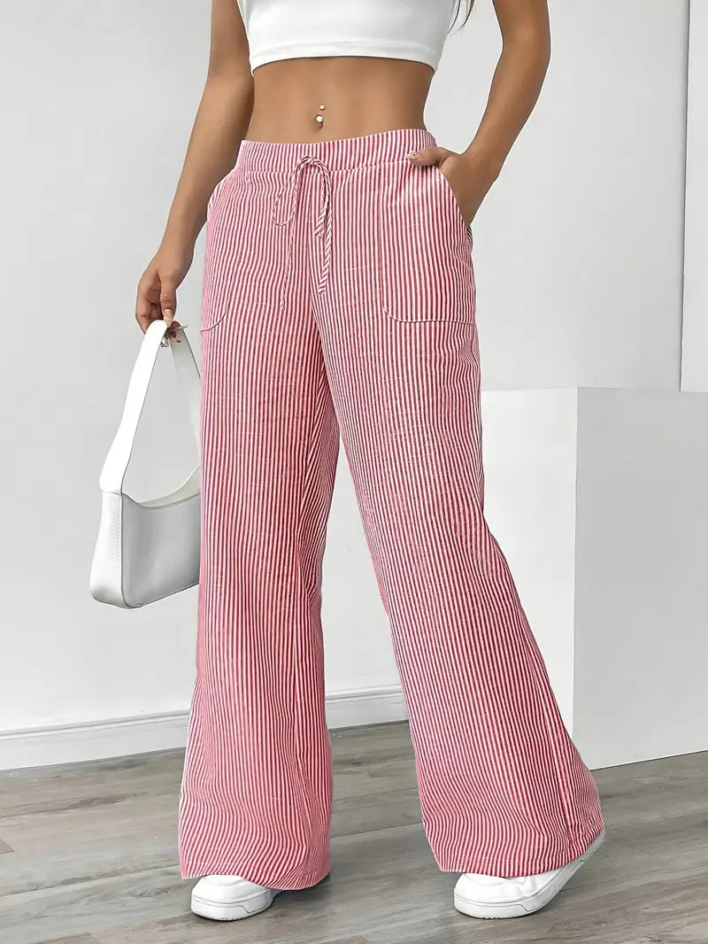 Alina - Pantaloni Eleganți cu Dungi și Buzunare