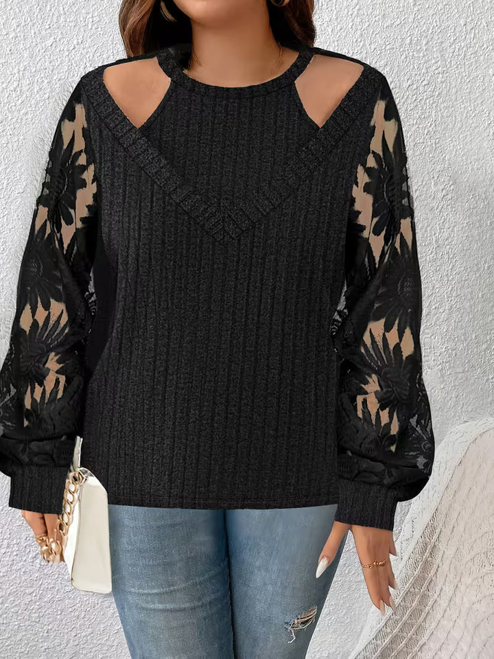 Suchinda - Tricou Cu Mâneci Lungi, Cu Șireturi Și Două Straturi De Dantelă
