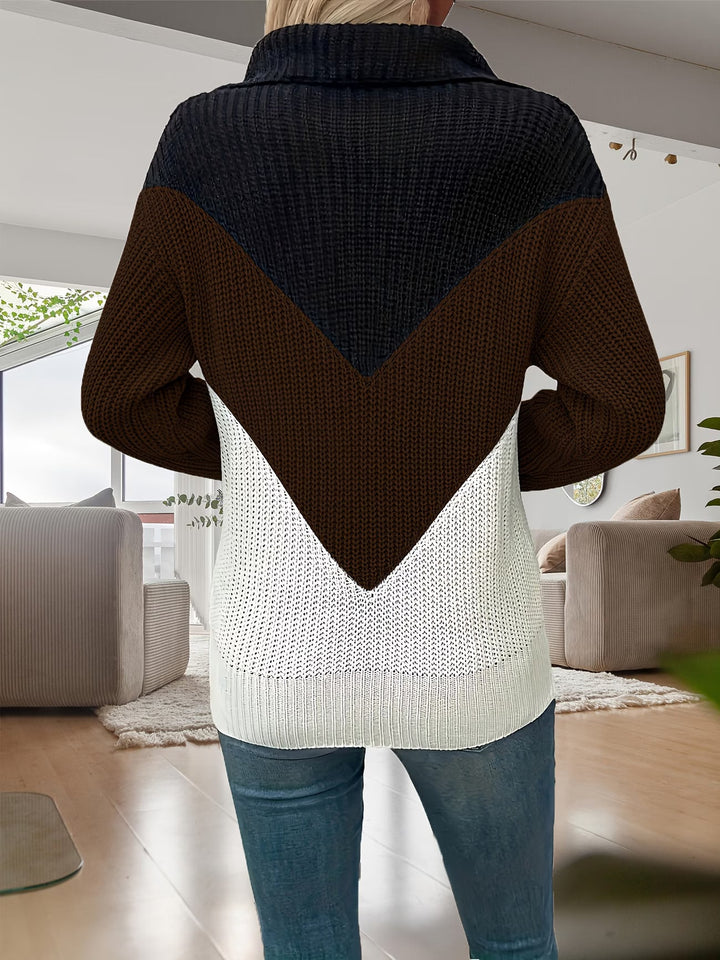 Fagina – Pulover Elegant Tricotat, Cu Fermoar PE Jumătate