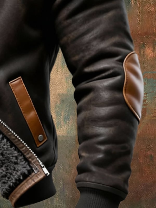 Pessina - Jacheta Elegantă Din Piele Cu Glugă și Mâneci Lungi