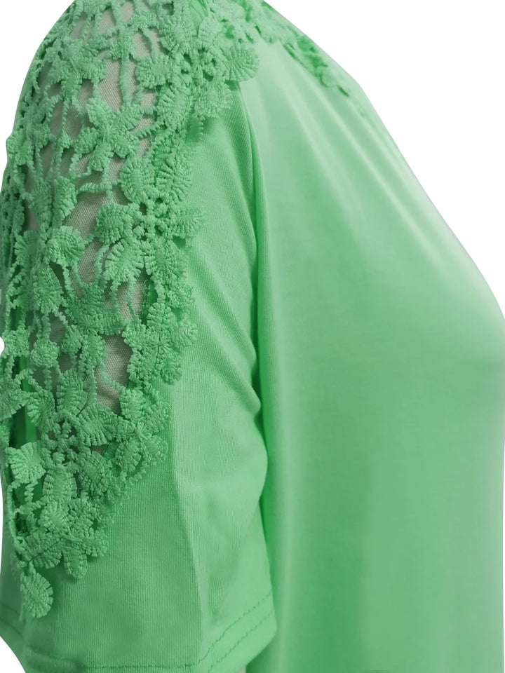 Ancuta - Elegant Vara Mânecă Scurtă Tricou Cu Dantelă