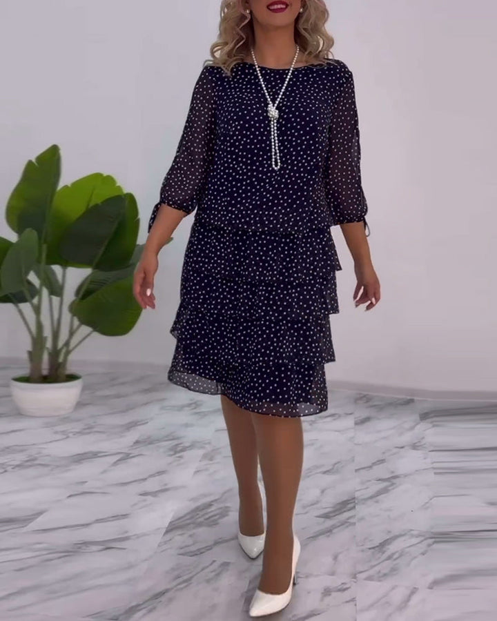 Eralyn - Rochie Cu Volane Si Mâneci Cu Decupaj Si Fundă