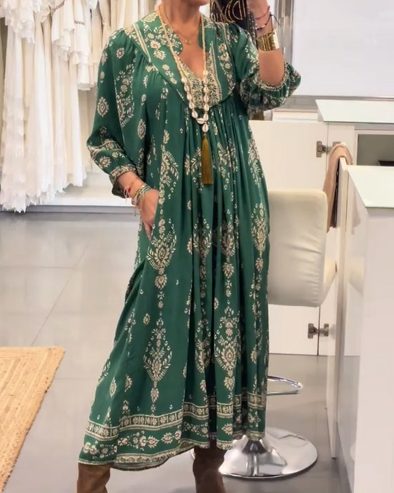 Zonia – Rochie casual cu imprimeu și buzunare
