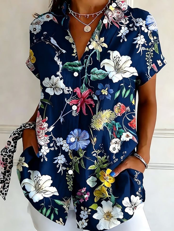 Nabilah - Bluză Casual Cu Mâneci Scurte Și Imprimeu Floral