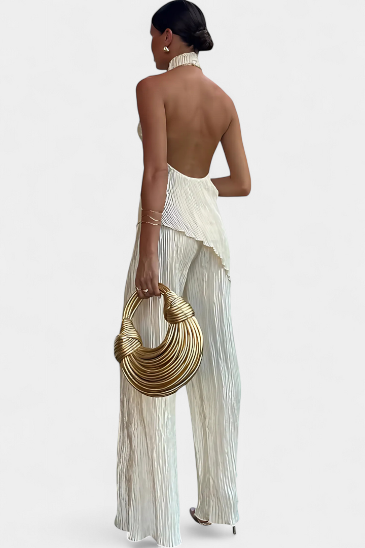 Lucindra - Top Si Pantaloni Asimetrici Plisați