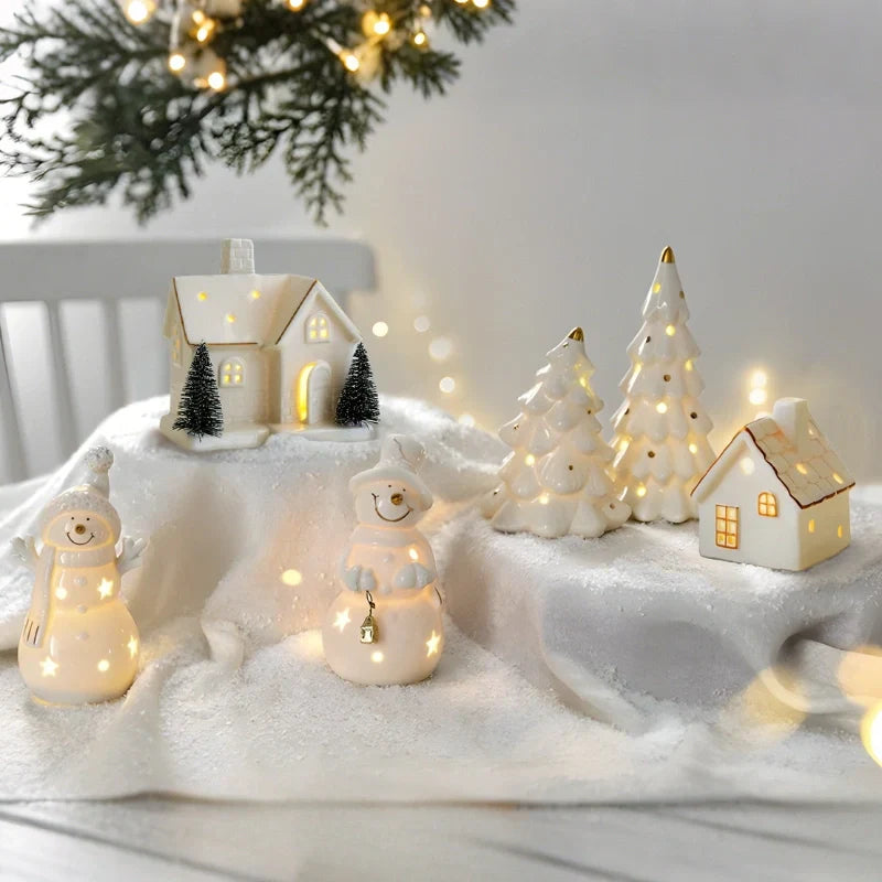 SnowLume - Set Decorativ LED Pentru Satul De Crăciun Din Ceramică