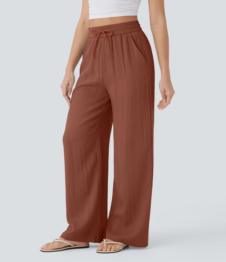 Zafeiria - Pantaloni Eleganți Din In