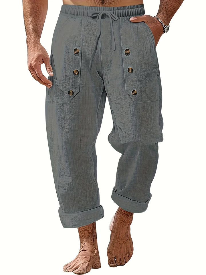 Beslan - Pantaloni Eleganți Cu Croi Drept Si Nasturi Aurii