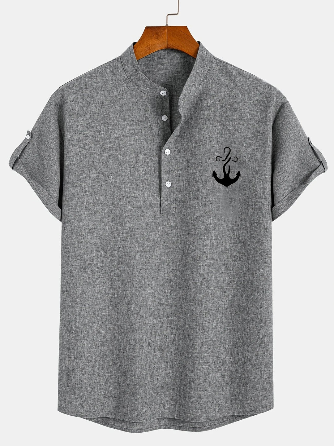 Elliott - Cămașă Elegantă Cu Mâneci Scurte și Guler înalt