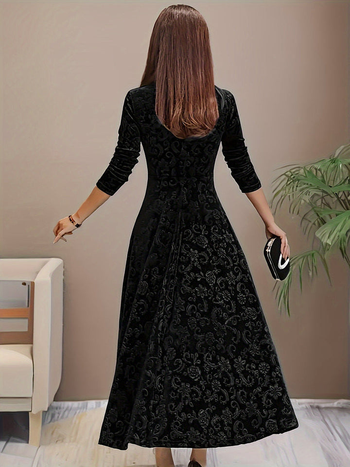 Otsuru - Rochie Elegantă Din Catifea cu Mâneci Lungi