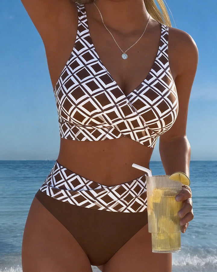 Chelvi - Bikini Elegant Din Două Piese Cu Model În Formă De Romburi