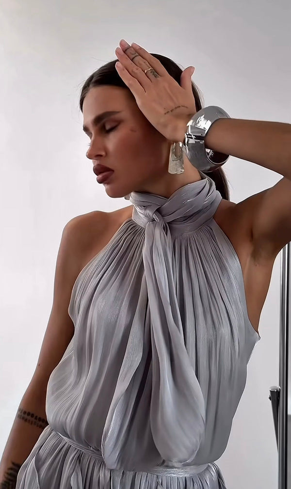Nataly - Rochie Lungă Cu Volane În Cascadă