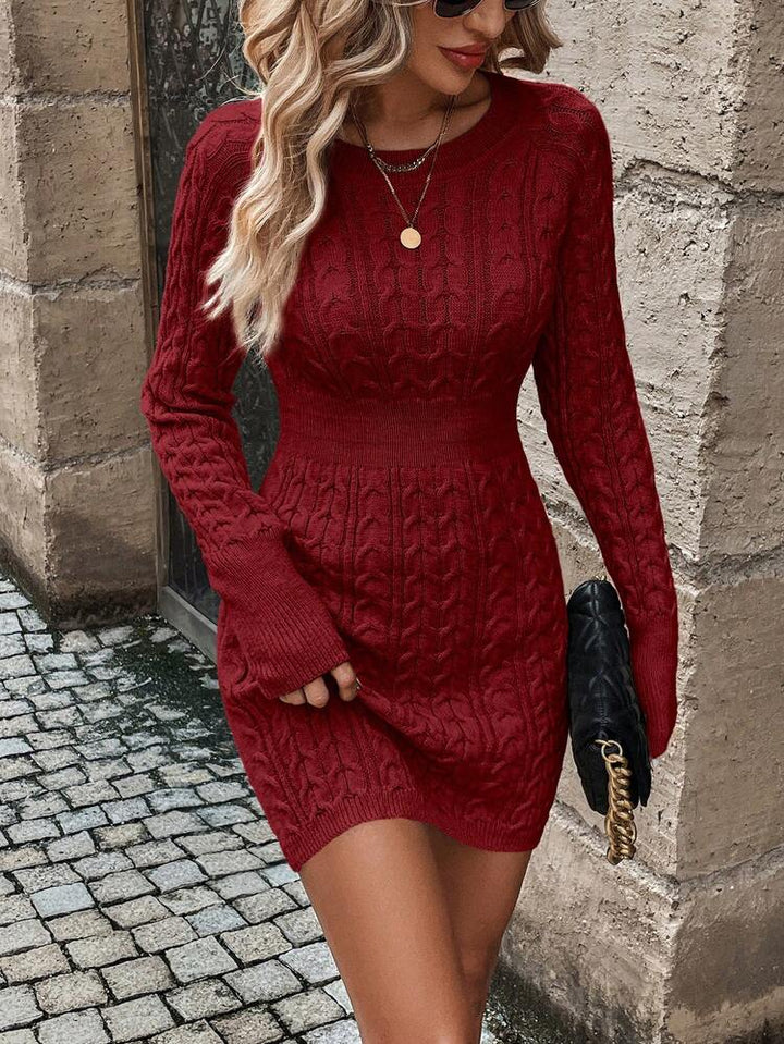 Oriah - Rochie Din Tricot cu Guler Rotund
