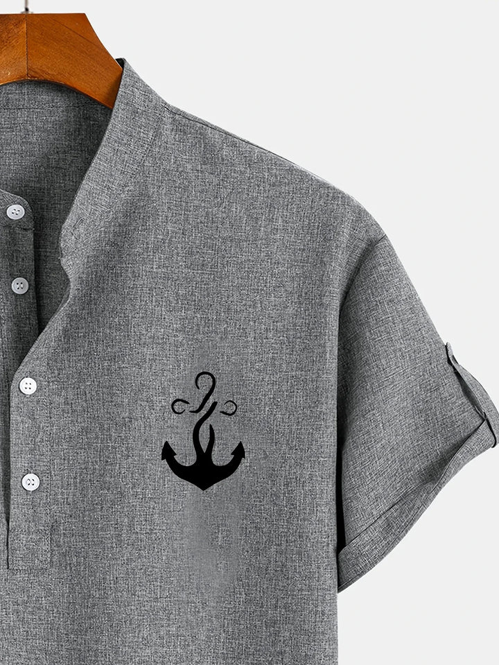 Elliott - Cămașă Elegantă Cu Mâneci Scurte și Guler înalt