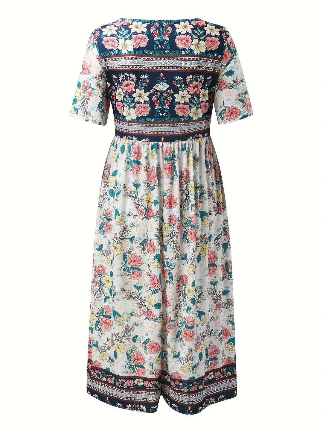 Jeeni - Rochie Cu Mâneci Scurte Si Smprimeu Floral