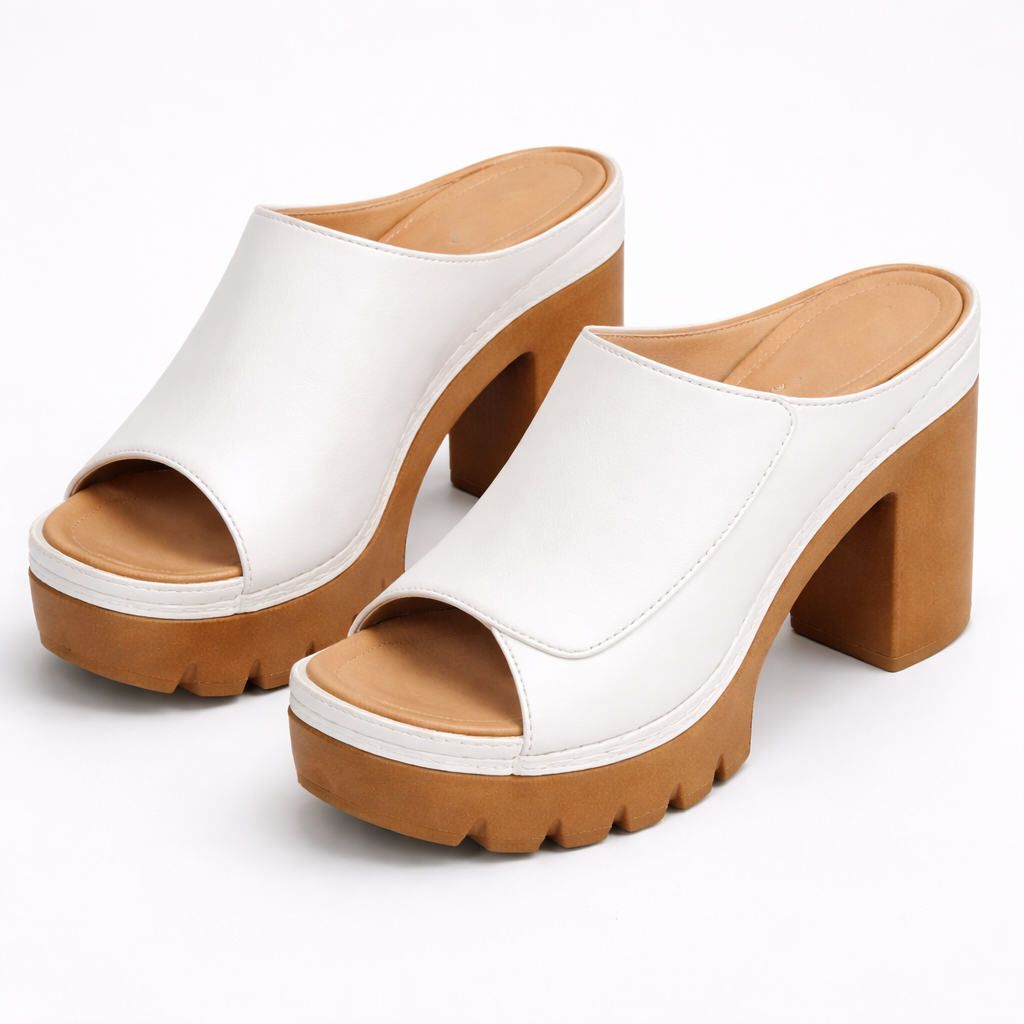 Nicolien - Sandale cu Vârful Deschis și Toc Gros