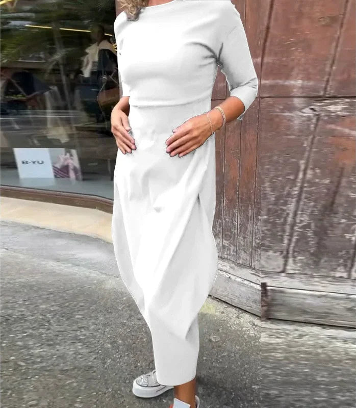 Vionel - Rochie Din Poliester Cu Mâneci Lungi și Buzunare