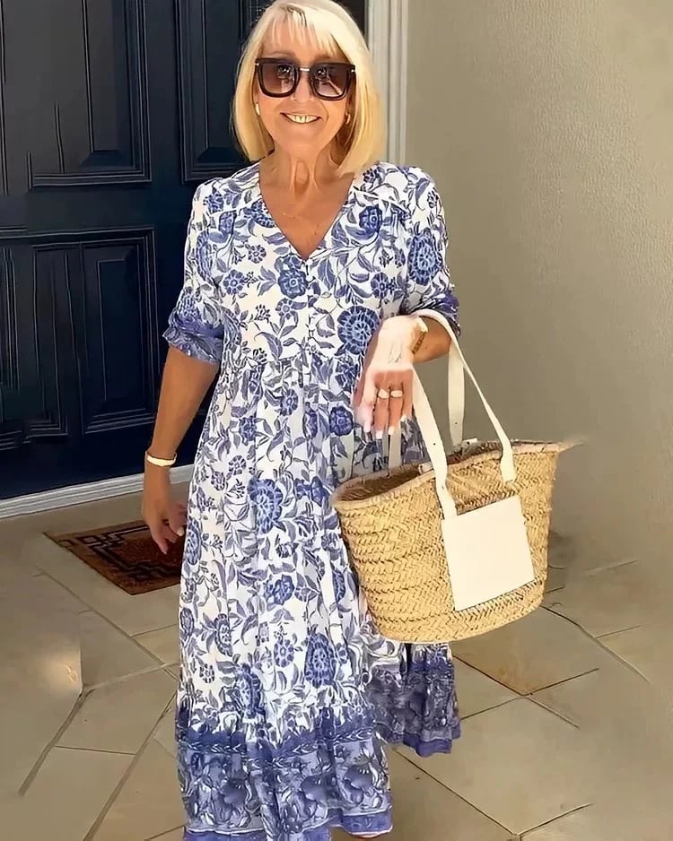 Perla - Rochie Boemă cu Decolteu în V
